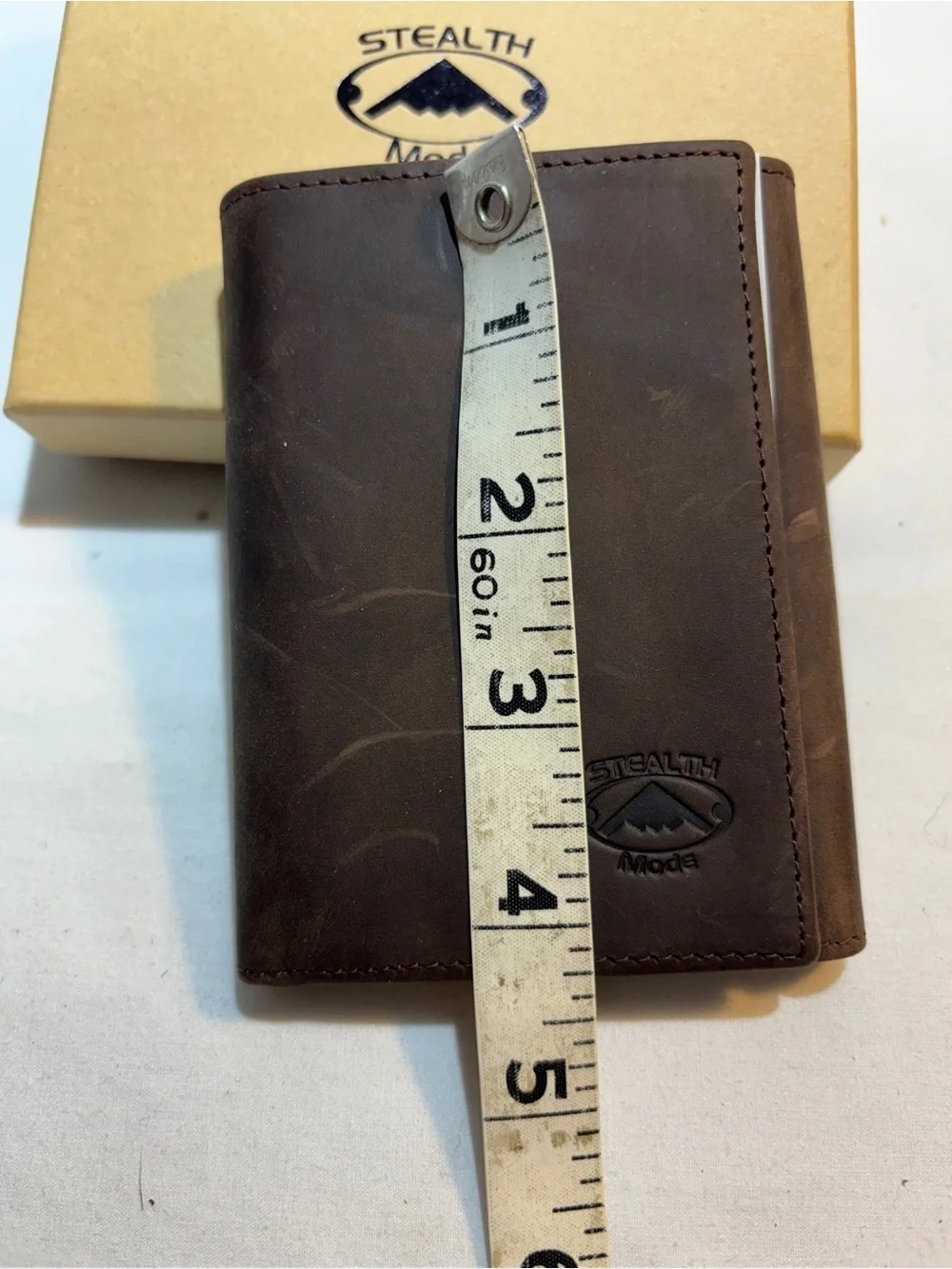 Stealth Mode Brown Leather Trifold Wallet NIB
